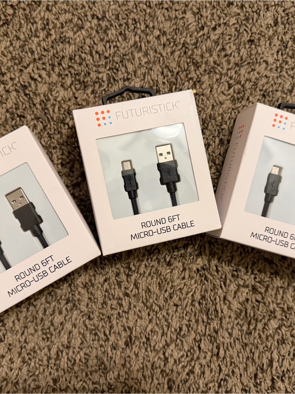 Futuristick Black Round 6ft Micro-USB Cable - Packaged 3 for one prince